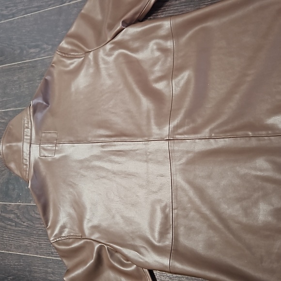 Sanctuary Brown Faux Leather Shirt Jacket Shacket, Small - Picture 9 of 14